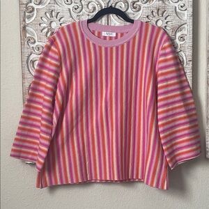 Striped Pink and Orange Crew Neck Sweater